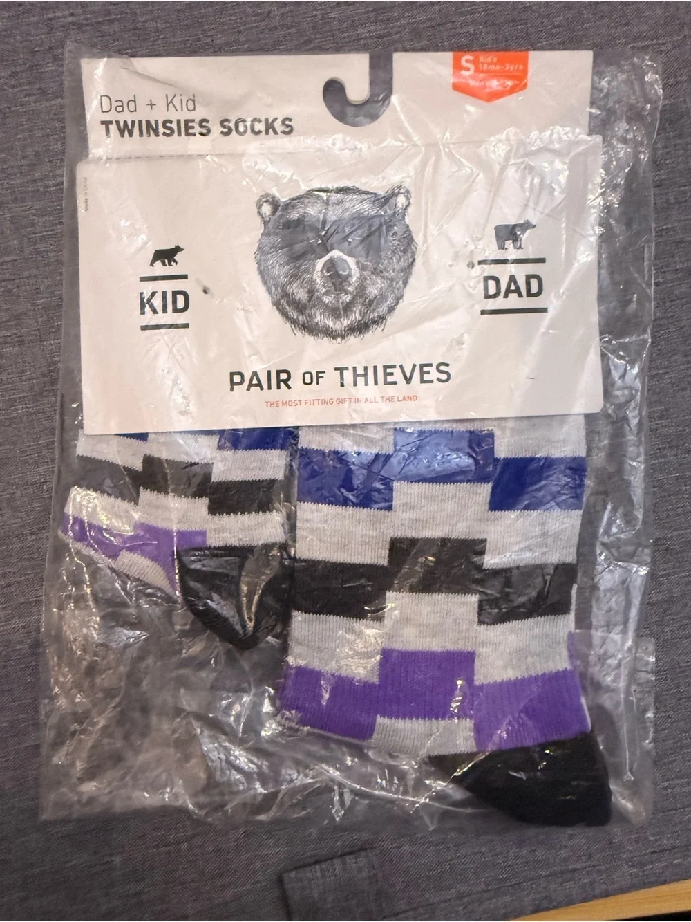 Pair of Thieves Men's Gray, Black & Purple Casual Socks - Twinsies Pack